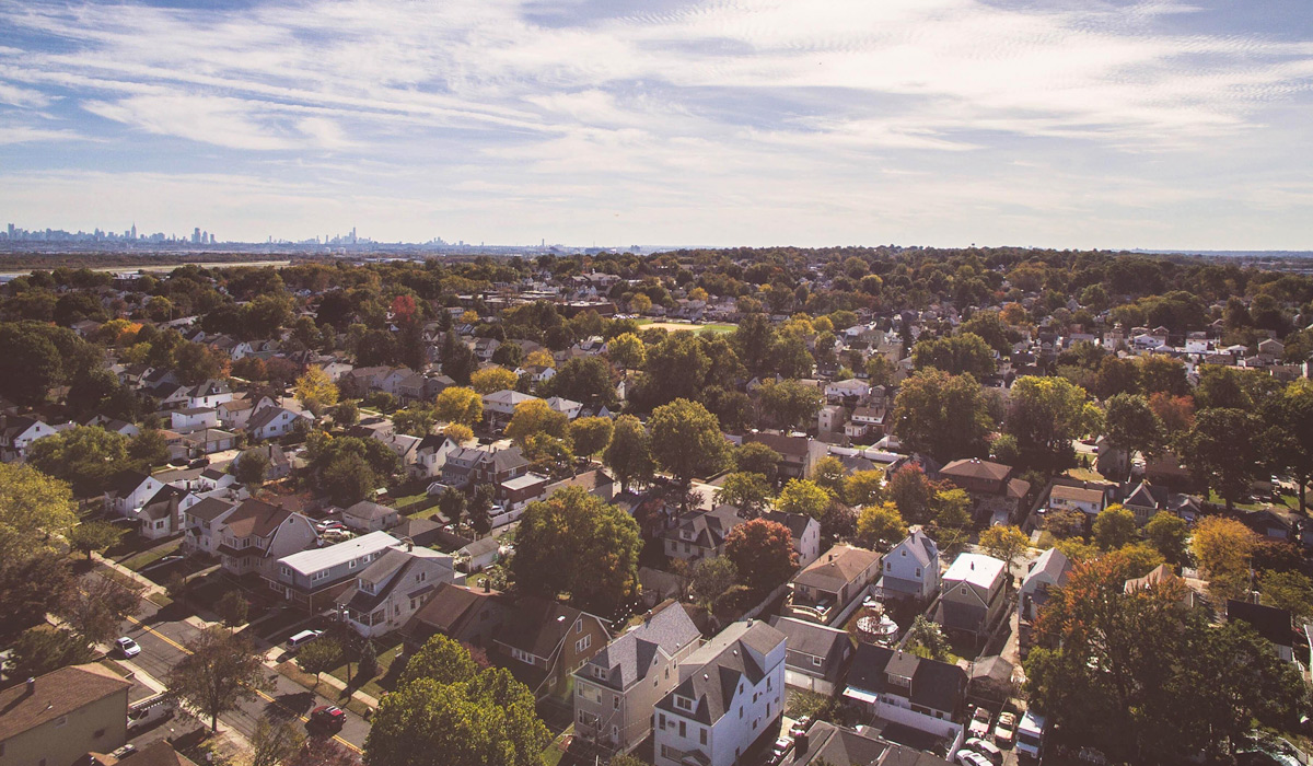 aerial view of neighborhood