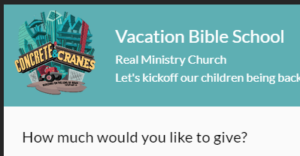 vacation bible school giving form
