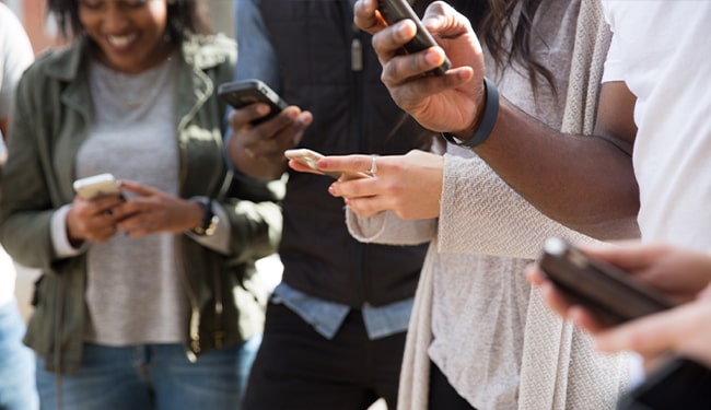 people holding phones