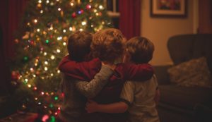 Children Looking at Christmas Tree