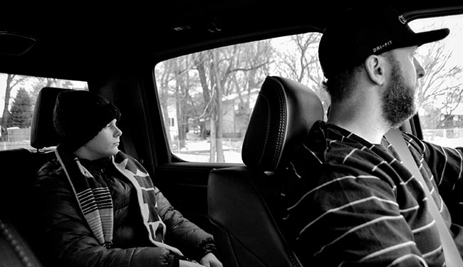 Father and Son in Car