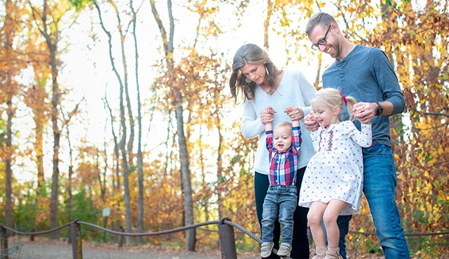 family playing outside