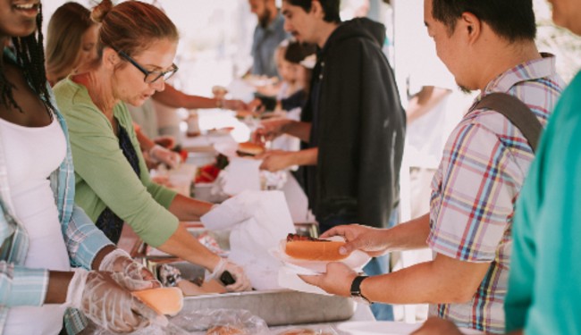 serving meal to large group