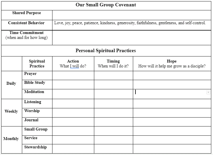 small group covenant table