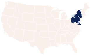 map of america with star on new york