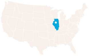 map of america with star on illinois
