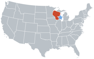 map of america with star on Wisconsin