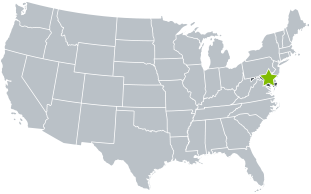 map of america with star on maryland