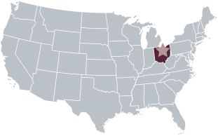 map of america with star on ohio