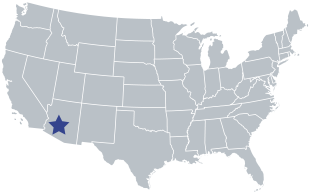 map of america with star on arizona