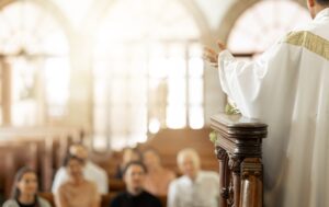 pastor preaching in church