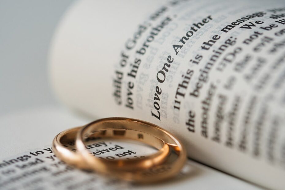 rings laying on bible