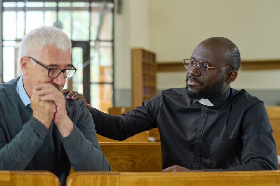 pastor providing care to church member