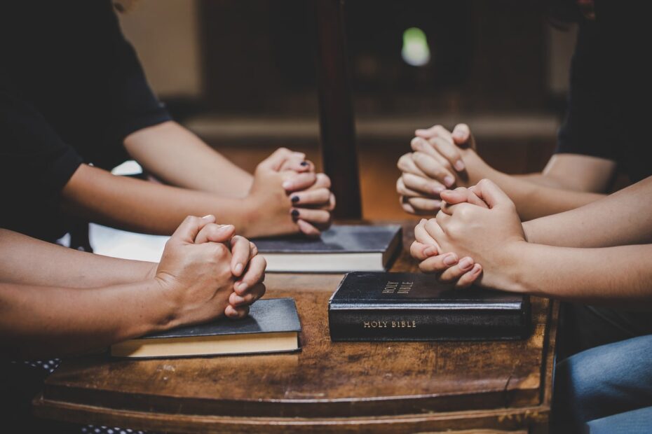 small church group praying