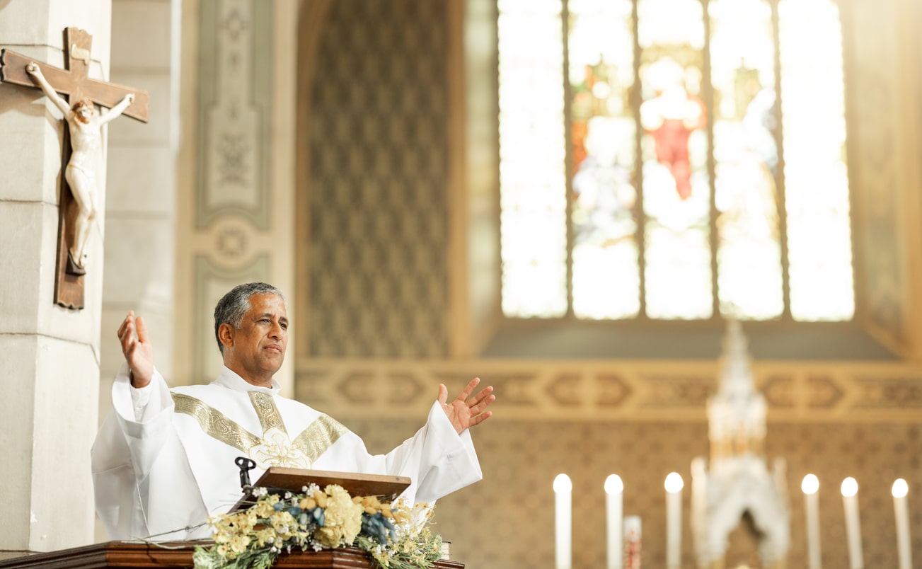 preacher preaching in church