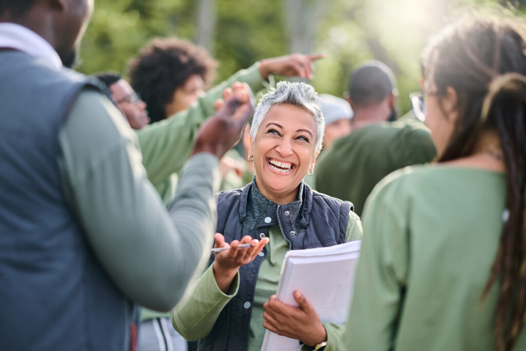 Volunteer at a church outreach event