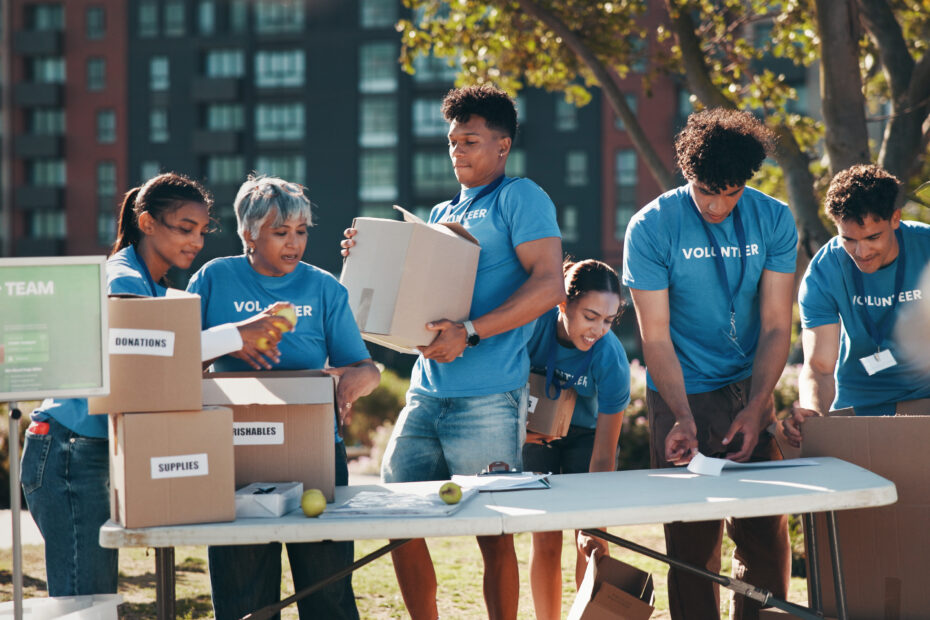 Volunteers at a church outreach program