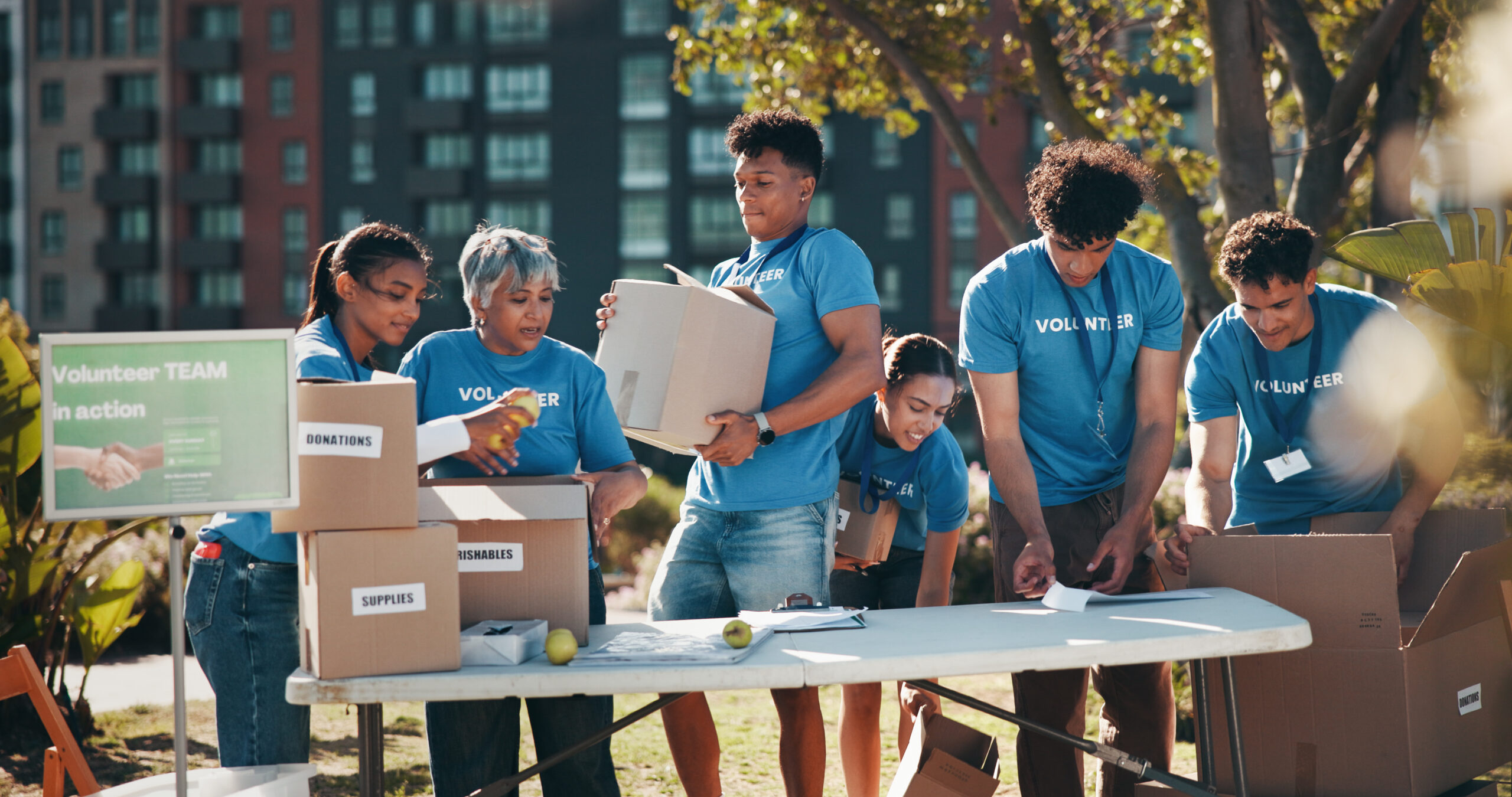 Volunteers at a church outreach program