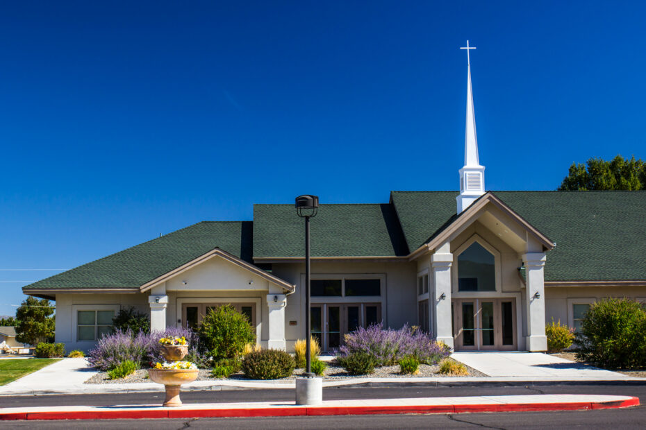 Outside of a modern church building