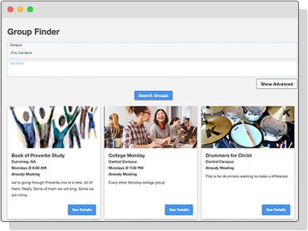 church group finder tool