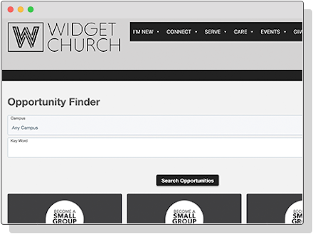 church volunteer opportunity finder tool
