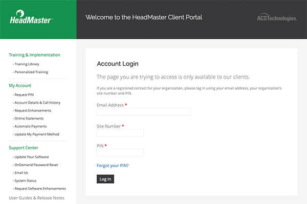 HeadMaster Client Portal
