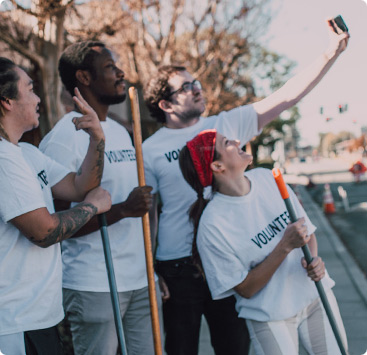 church volunteers taking a selfie