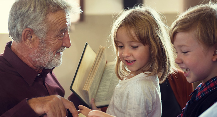 grandfather with grandchildren